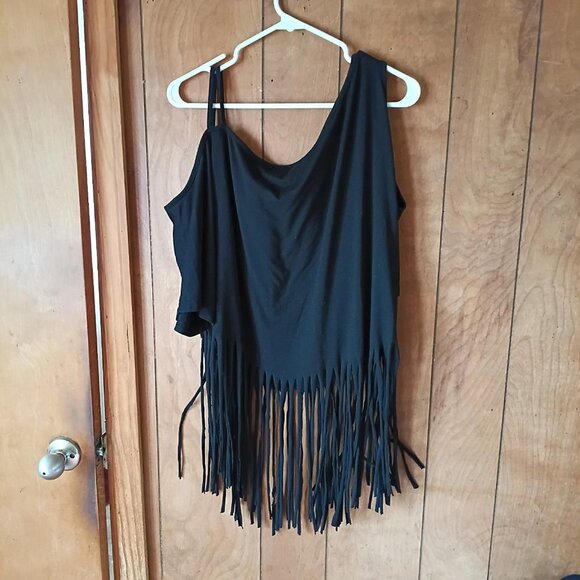 Shein Curve 4X Black Fringe Cold Shoulder Western Graphic Top Country Gals - Picture 6 of 6